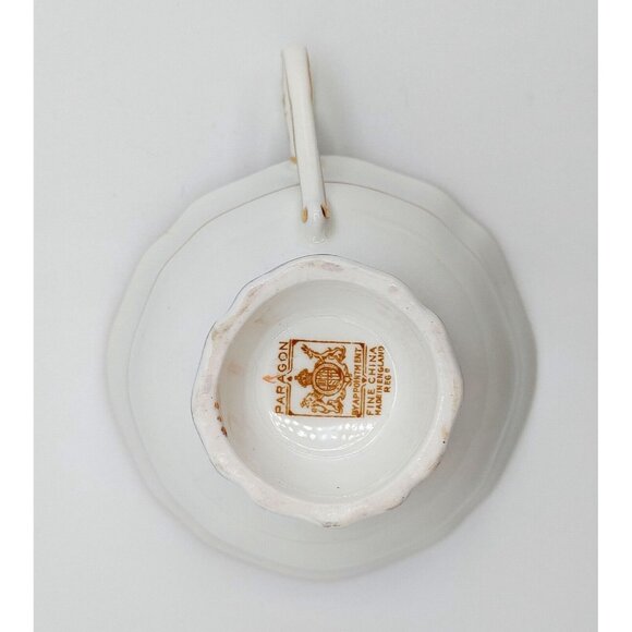 Paragon Teacup and Saucer Pale Mauve w/Multicolored flowers on Black Rare! - Picture 7 of 10